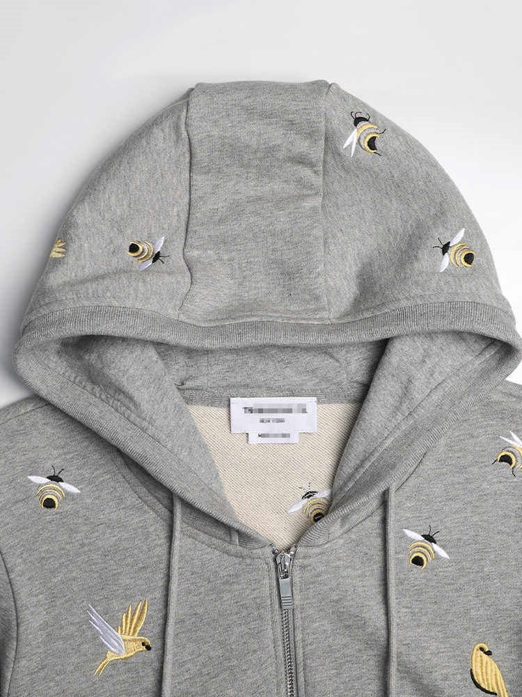 Premium 100% Cotton Embroidered Hoodie - Artistic Zip - Up Hooded Sweatshirt | Thom Browne