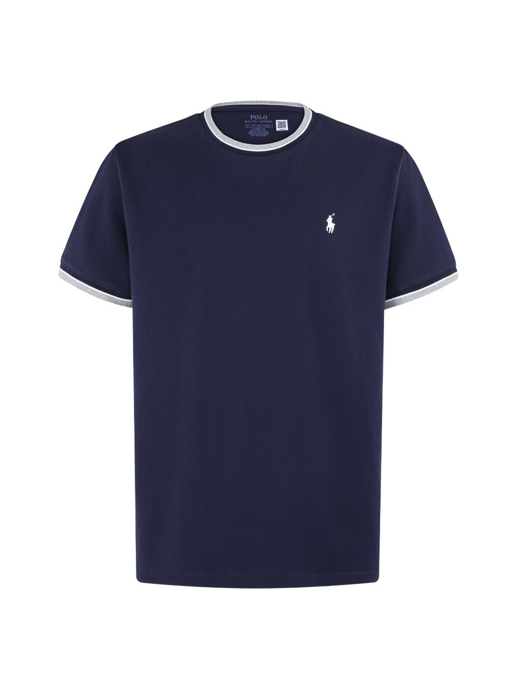 Men's Ringer‑Trim Crew‑Neck Short‑Sleeve T‑Shirt, Small Pony Embroidery