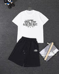 Amiri Angel Art Graphic Short‑Sleeve T‑Shirt & Drawstring Shorts Two‑Piece Set