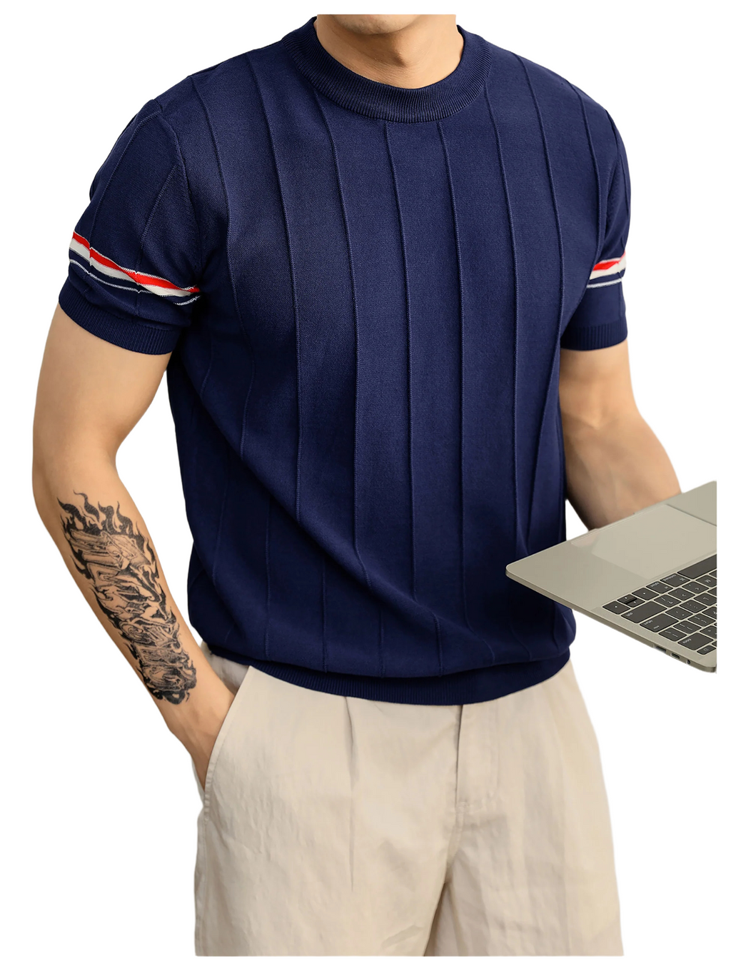 Four-Bar Polo T-Shirt - Men's Classic Button Collar Tee | Thom Browne
