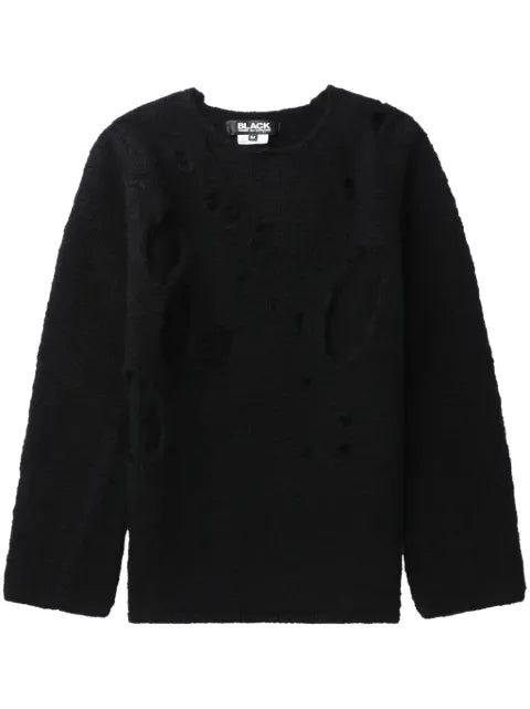 Black Comme Des Garçons distressed-effect wool jumper