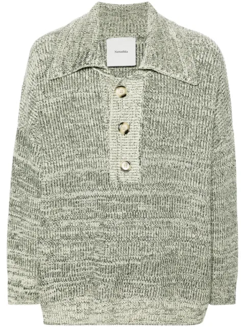 Nanushka mélange wool-blend polo top