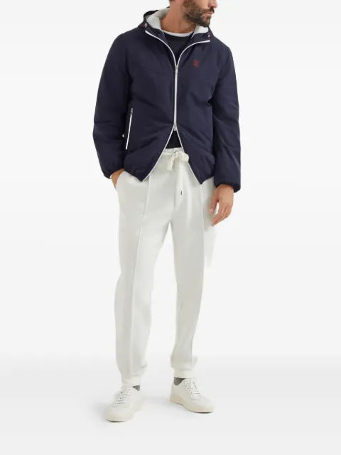 Brunello Cucinelli bonded nylon hooded outerwear jacket with thermore® padding and logo