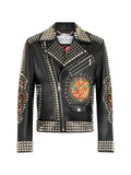 Philipp Plein leather biker jacket studs & patches