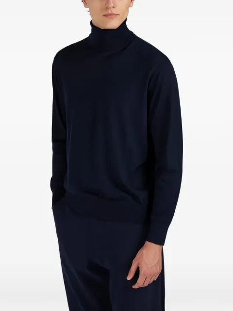 Paul & Shark stretch turtleneck shark embroidery sweater