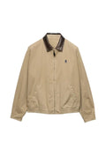 Prada logo-embroidered leather-collar jacket