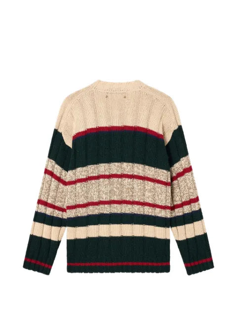 Golden Goose Journey knit crewneck reynard raglan sleeves mouliné wool stripes sweater