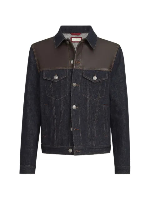 Brunello Cucinelli paneled no-fade denim four-pocket jacket