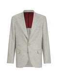 Brunello Cucinelli silk and cashmere cavalry tweed deconstructed blazer with large peak lapels