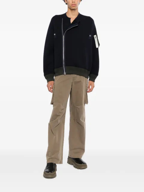 sacai panelled zip-up jacket
