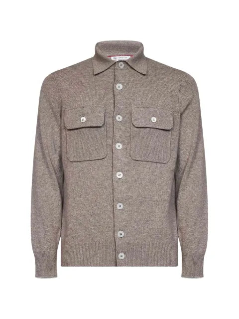 Brunello Cucinelli cashmere shirt-style cardigan with chest pockets