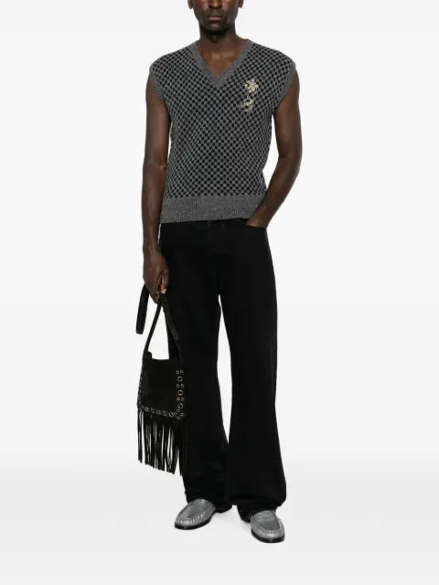 Vivienne Westwood checkerboard-knit Orb-embroidered sleeveless sweater