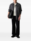 Drôle De Monsieur pinstripe-pattern logo-embroidered shirt jacket