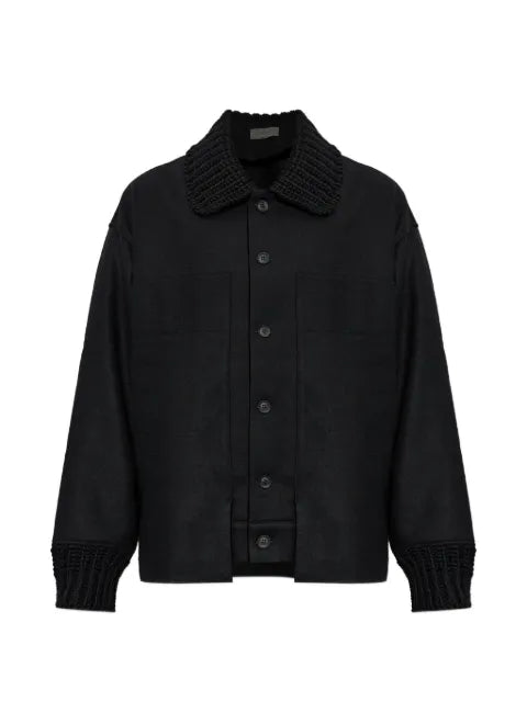 Yohji Yamamoto knit-trim wool jacket
