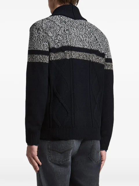 Peserico cable-knit shawl-collar cardigan