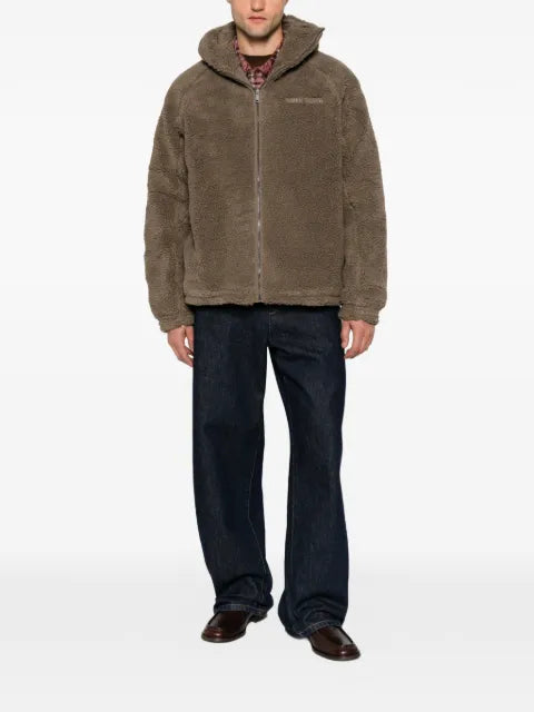 Daily Paper Dias sherpa-texture zip-up hooded jacket
