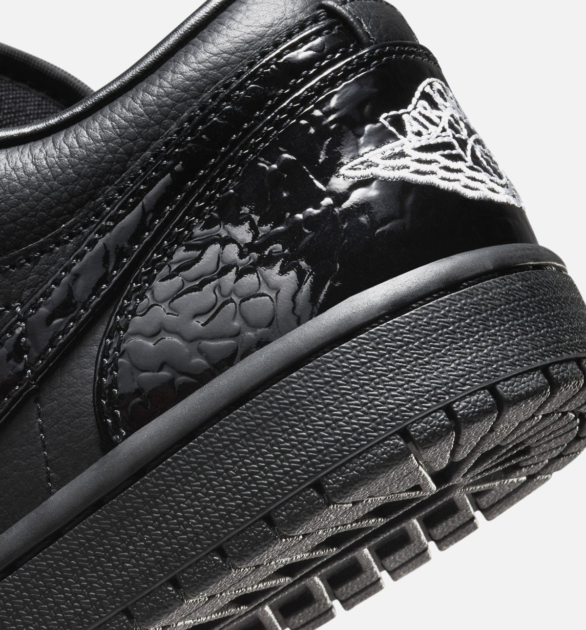 Air Jordan 1 Low Patent Elephant Women's Shoes - Black/White/Silver