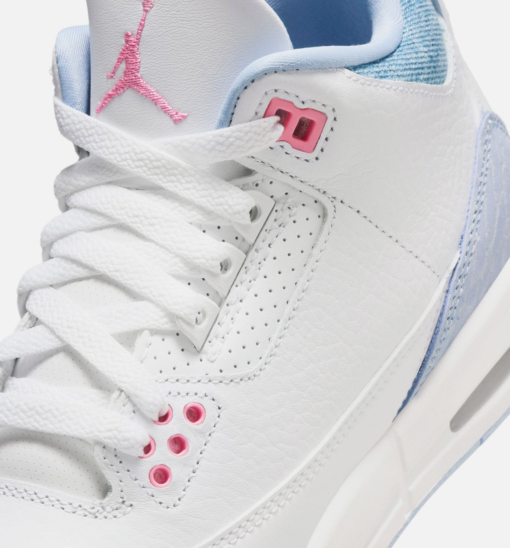 Air Jordan 3 Retro Cobalt Bliss Big Kids' Lifestyle Shoes - White/Cobalt Bliss/Football Grey/Pink Glow