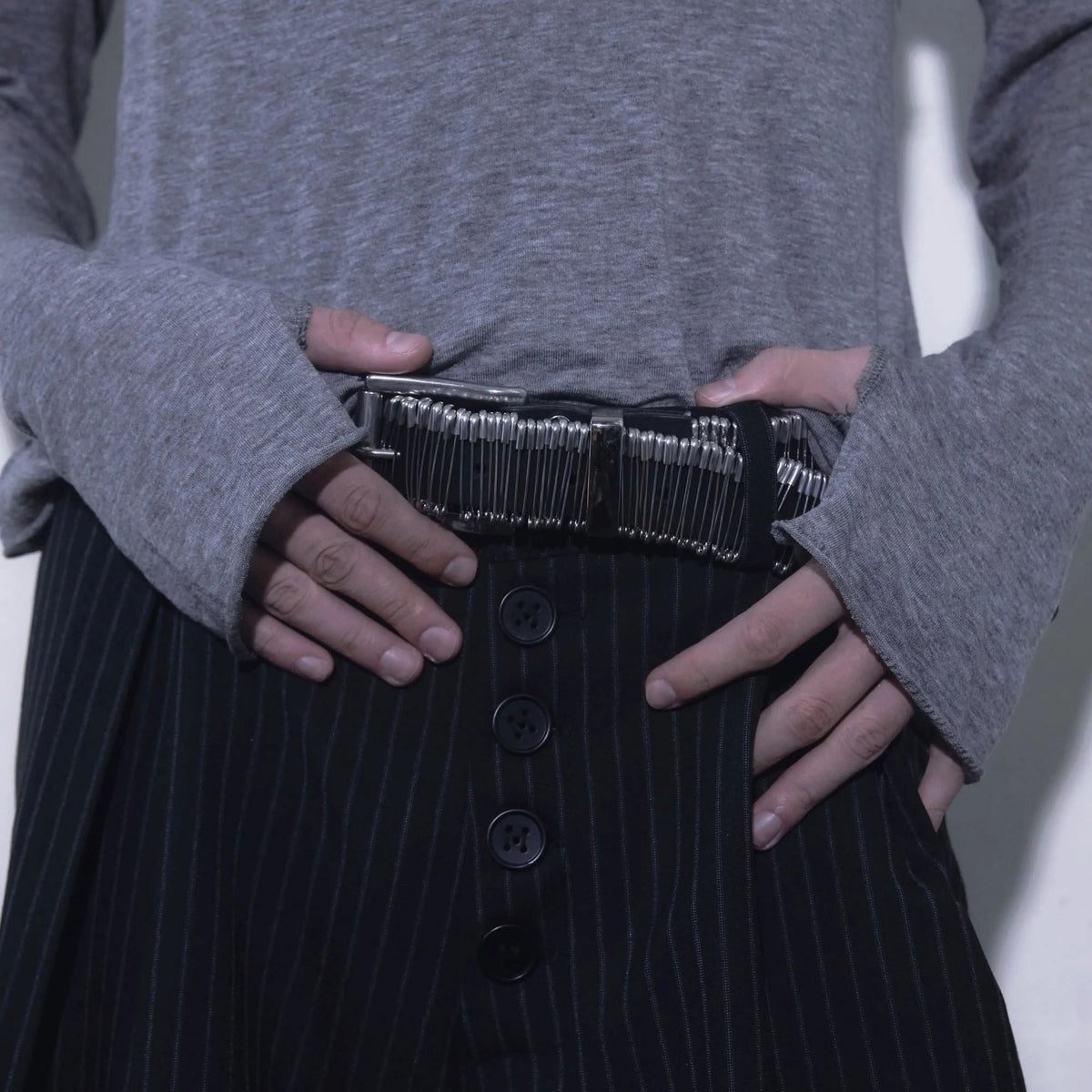 MANIFEST DROP2 Handmade Safety Pin Cowhide Belt Avant Garde Waist Belt