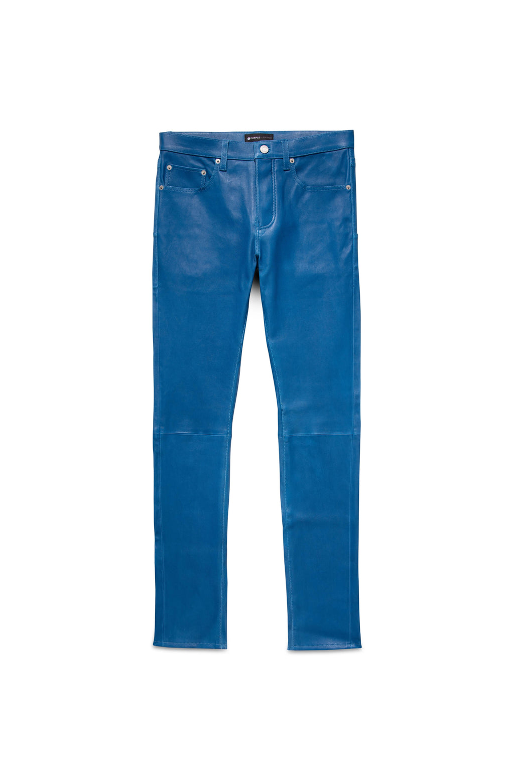 P001 LOW RISE SKINNY PANT - Stretch Leather Galaxy Blue