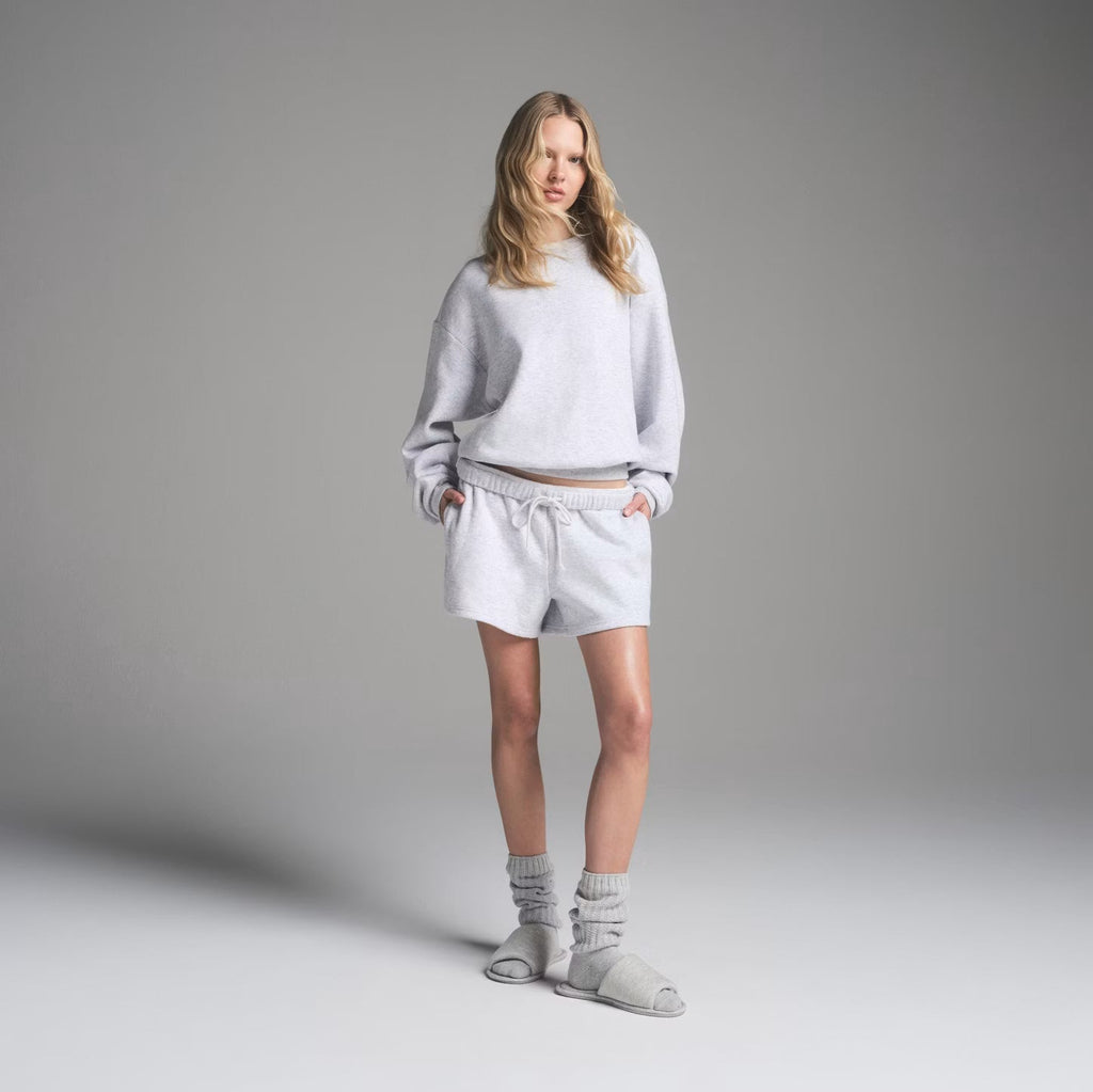 SKIMS Cotton Fleece Classic Crewneck Light Heather Grey