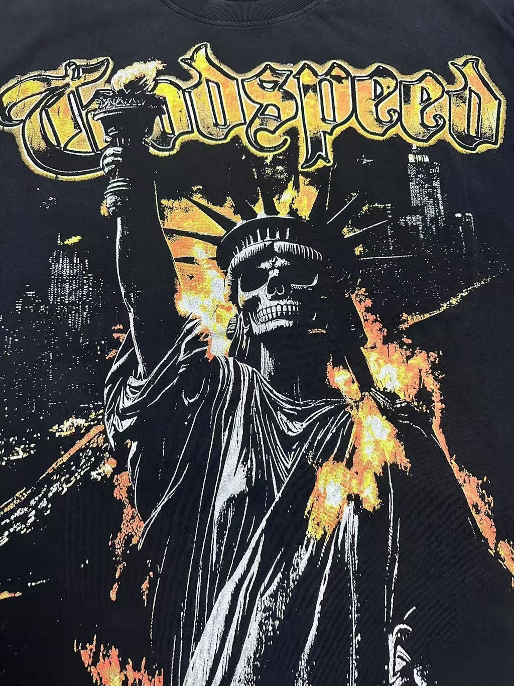 Godspeed Washed Black Statue Graphic T-Shirt
