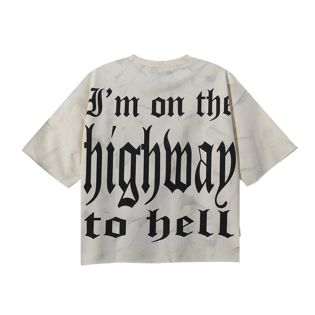 BKYS Revival Rhinestone Skeleton Car Cropped T-Shirt