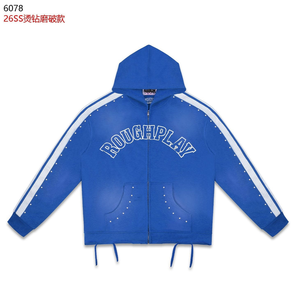 Rough Play Studded Stripe Full-Zip Hoodie