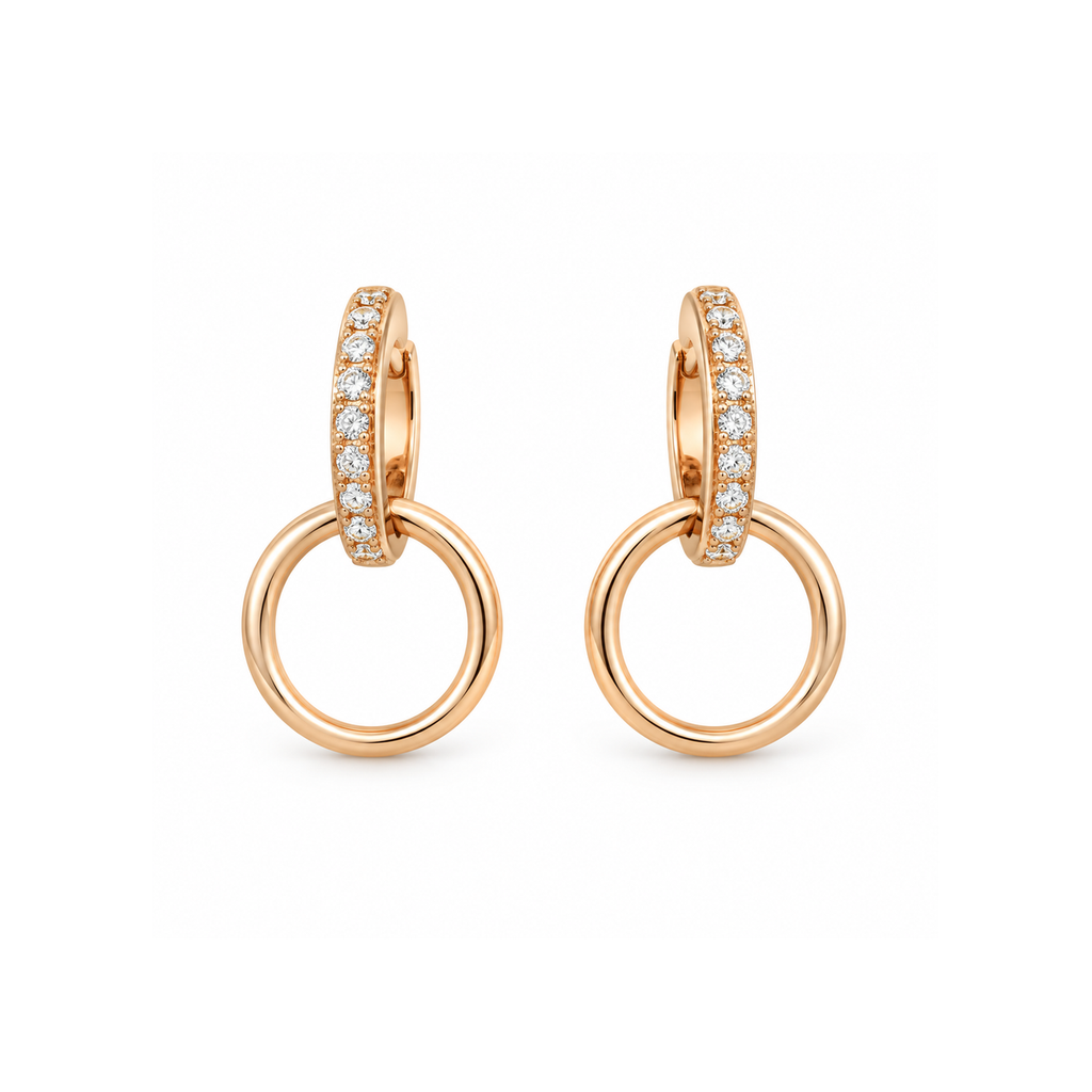 Cartier Gold-Tone Diamond-Set Double-Ring Earrings