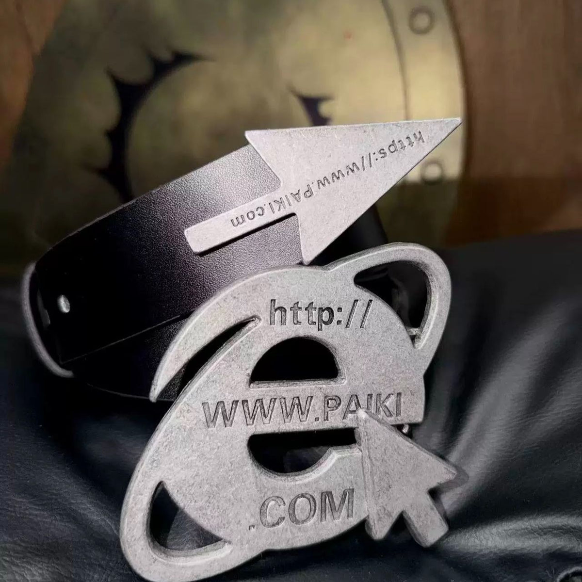 PAIKI Browser Cursor Buckle Leather Belt Retro Punk Subculture Waist