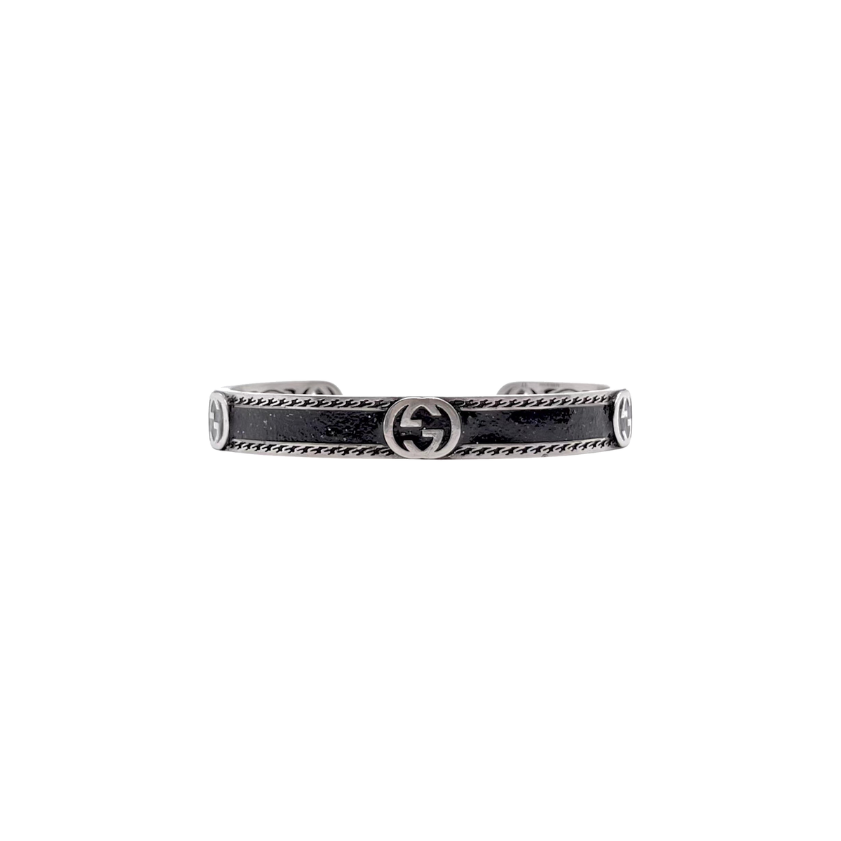 Gucci Black Enamel Vintage Double G Bracelet