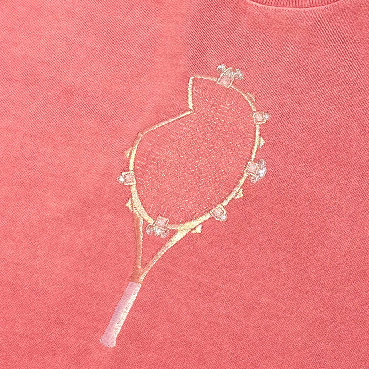 Guen French Jewelled Racket T-shirt: Pink Sand