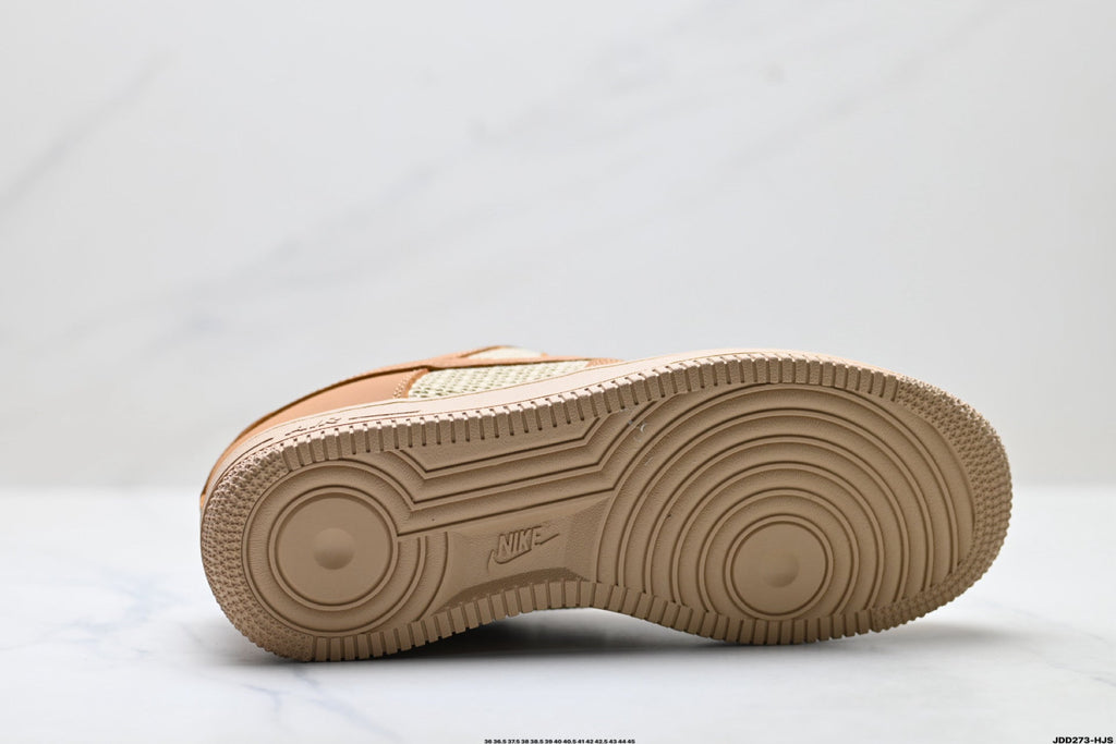 Nike Air Force 1 Low Tan Woven Unisex Sneakers Style 18