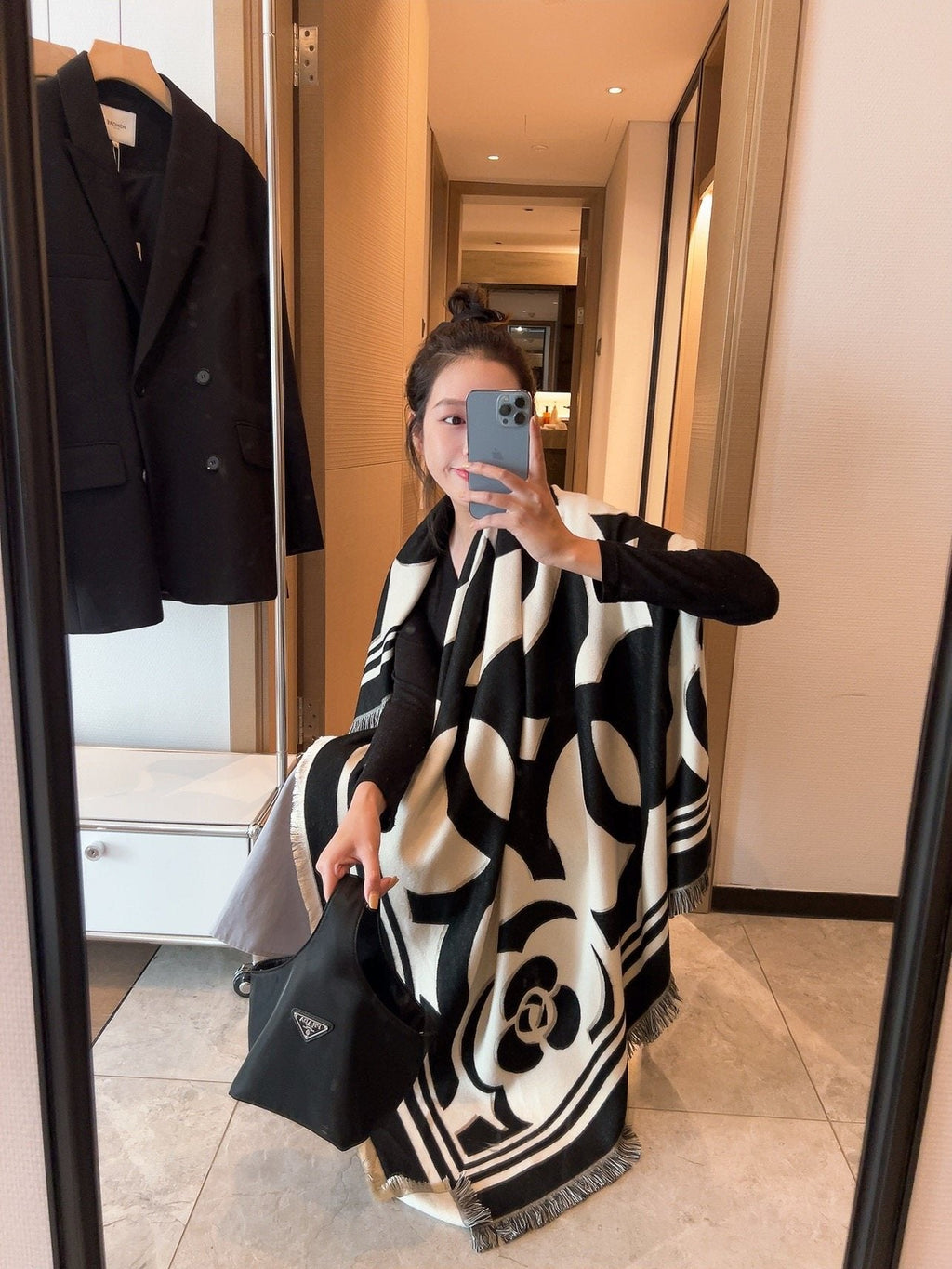 Chanel Floral Square Scarf