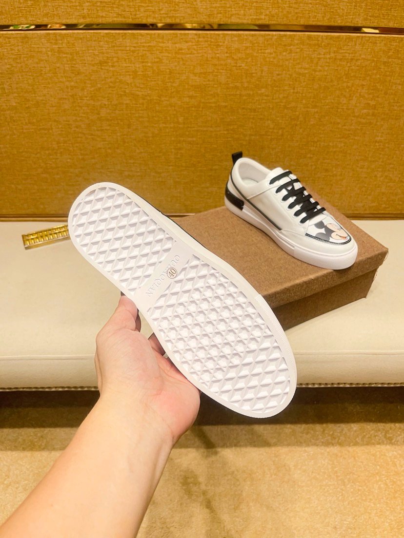 White Graphic Low-Top Sneakers