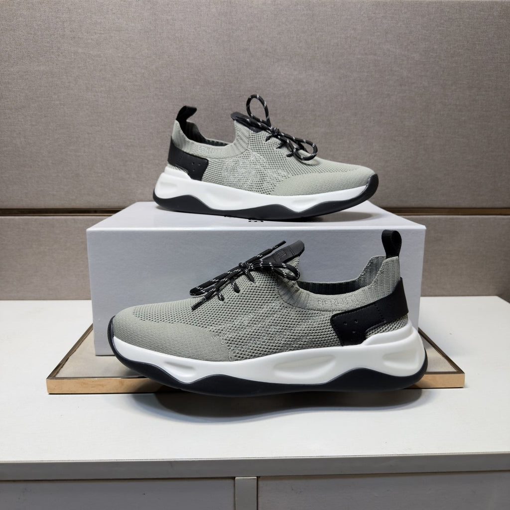 Berluti Gray-Green Lace-Up Sneakers