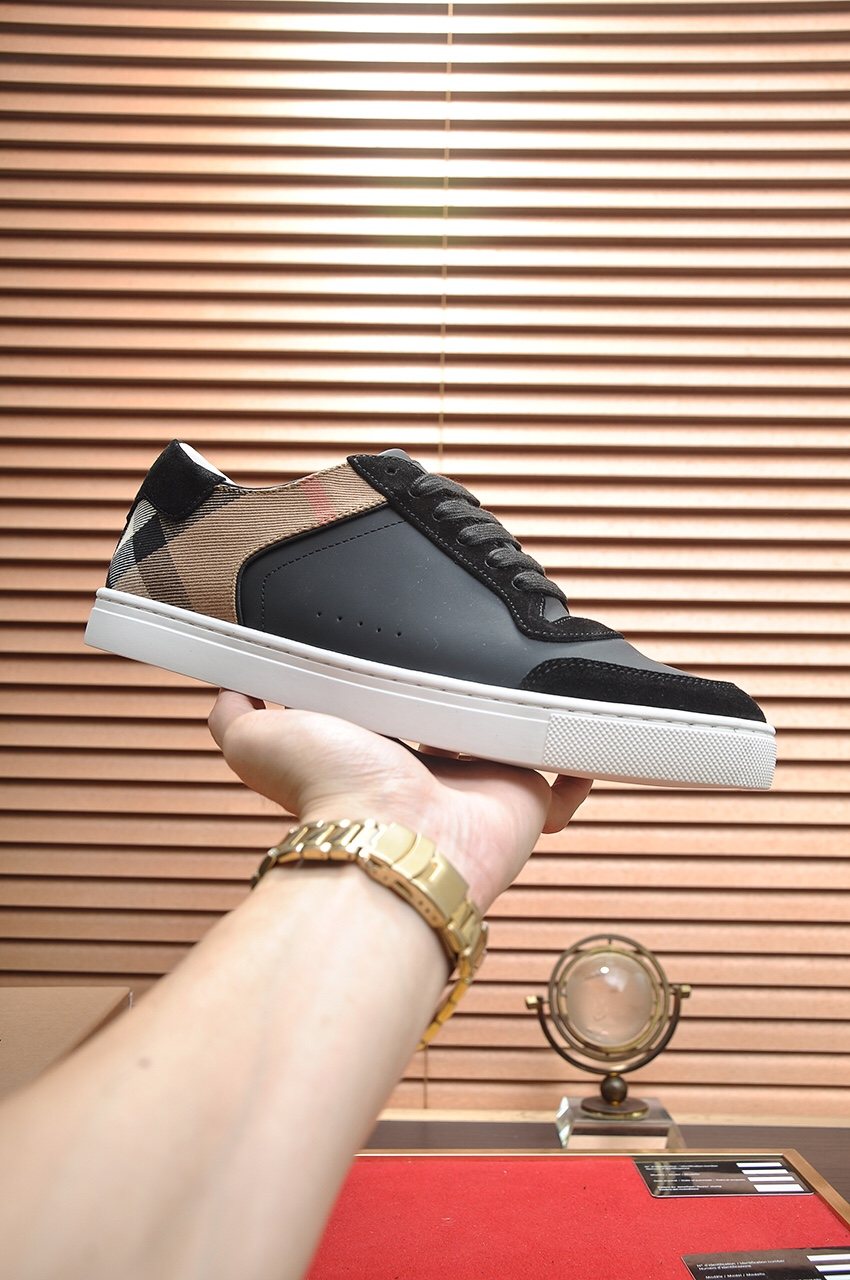 Burberry Check Heel Low-Top Sneakers - White Sole
