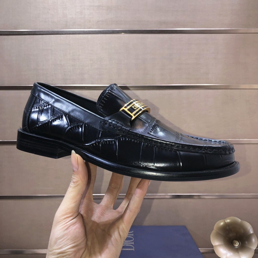 Dior Black Embossed Loafers