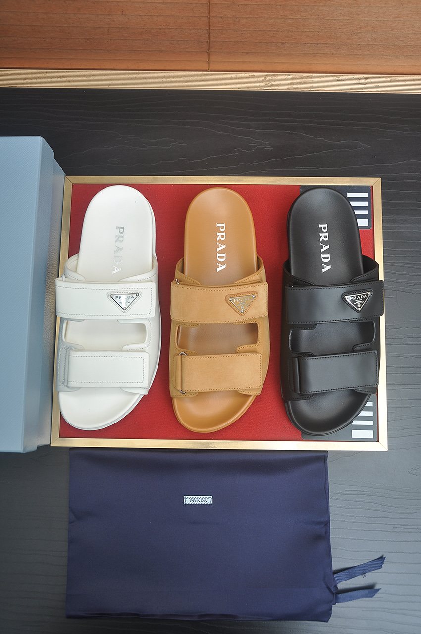 Prada Two-Strap Lug Sole Slide Sandals
