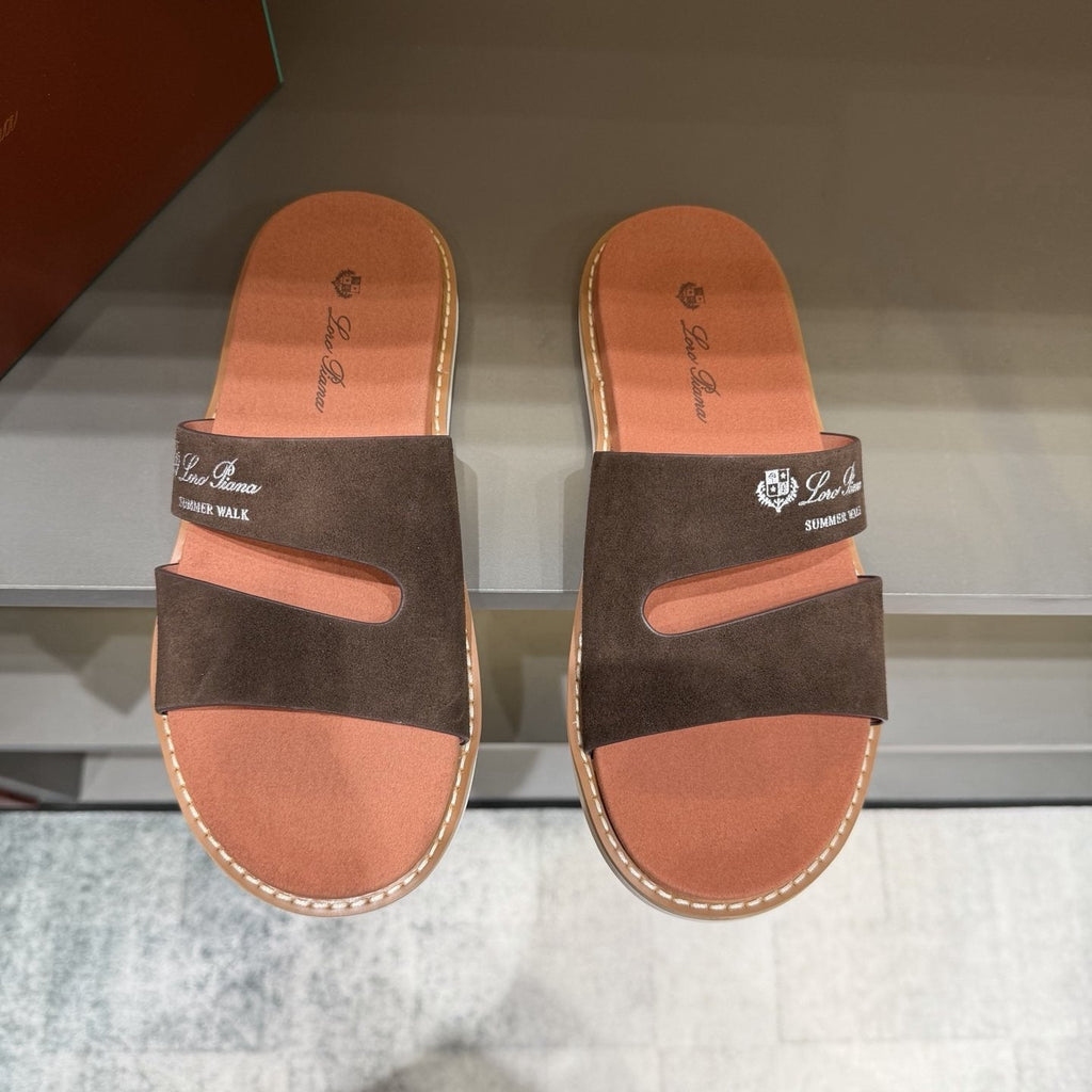 Loro Piana Summer Walk Slotted Slide Sandals